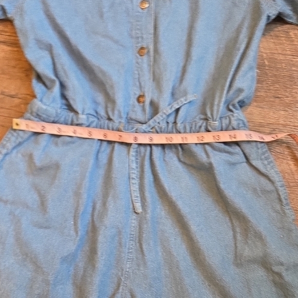 AJS DENIMWEAR 100% Cotton Denim Jumpsuit Relaxed Fit Elastic Waist Straight Leg - Picture 11 of 12